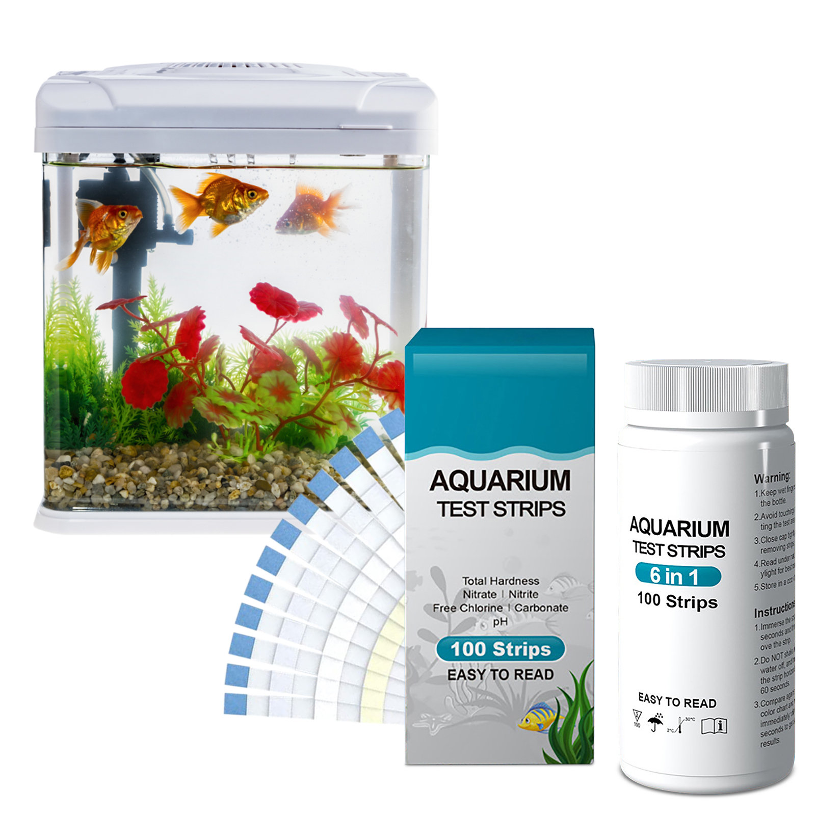 Aquarium Fish Pond - 100 adet 6-in-1 Su Kalitesi Test