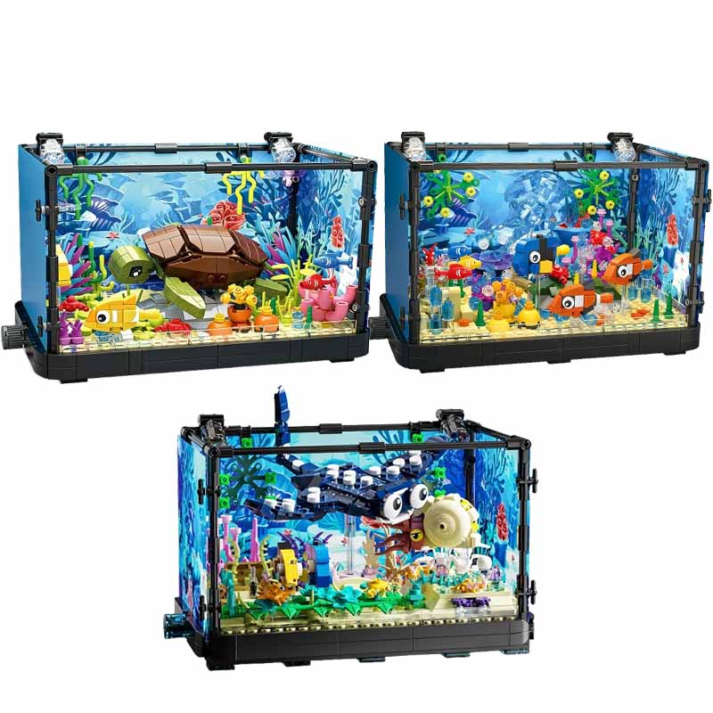 Aquarium Fish Marine - Işıklı Balık Tankı Yapım Blokları Seti,